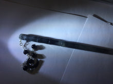 Load image into Gallery viewer, 18.5 cm 100% Natural gray black(灰冰) Bamboo-Style Xiu Jade (Serpentine) Hairpin with moon Hanging Ornament AW49
