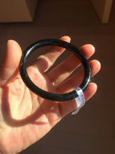 Load image into Gallery viewer, 61.5mm 100% Natural dark green/black meteorite Stellar Night sky slim round cut nephrite bangle HN62-0751
