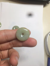 Load image into Gallery viewer, Type A 100% Natural icy green/yellow Jadeite Jade safety Guardian donut Pendant group A123
