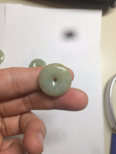 Load image into Gallery viewer, Type A 100% Natural icy green/yellow Jadeite Jade safety Guardian donut Pendant group A123
