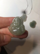 Load image into Gallery viewer, 100% Natural type A dark green/gray happy buddha jadeite Jade pendant necklace group BG8
