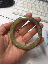 Load image into Gallery viewer, 55.5mm Certified Type A 100% Natural green yellow/sugar brown flying dandelions nephrite Jade bangle HN51-0488
