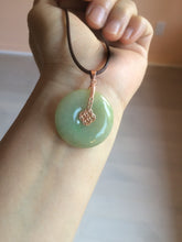 Load image into Gallery viewer, Type A 100% Natural icy green/yellow Jadeite Jade safety Guardian donut Pendant group A123
