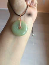 Load image into Gallery viewer, Type A 100% Natural icy green/yellow Jadeite Jade safety Guardian donut Pendant group A123
