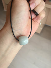 Load image into Gallery viewer, type A 100% Natural white/light green olive shape Jadeite Jade LuluTong (Every road is smooth) bead pendant BK107
