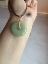 Load image into Gallery viewer, Type A 100% Natural icy green/yellow Jadeite Jade safety Guardian donut Pendant group A123
