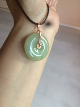Load image into Gallery viewer, Type A 100% Natural icy green/yellow Jadeite Jade safety Guardian donut Pendant group A123
