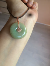 Load image into Gallery viewer, Type A 100% Natural icy green/yellow Jadeite Jade safety Guardian donut Pendant group A123
