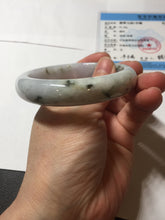 Load image into Gallery viewer, 56.3mm certified 100% natural Type A dark green/purple/white with green floating flowers jadeite jade bangle PB231-2823

