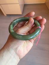 Load image into Gallery viewer, 57.4mm 100% natural certified dark green/gray nephrite jade bangle HF69-6454

