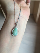 Load image into Gallery viewer, 100% natural type A sunny green jadeite jade water drop pendant necklace group PA111
