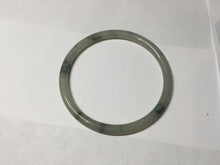 Load image into Gallery viewer, 57.2mm Certified Type A 100% Natural sunny green/white with dark green floating flowers super slim round cut Jadeite bangle PD49-5740

