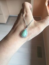 Load image into Gallery viewer, 100% natural type A sunny green jadeite jade water drop pendant necklace group PA111
