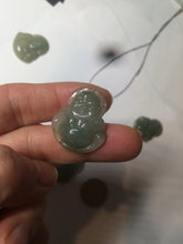 Load image into Gallery viewer, 100% Natural type A dark green/gray happy buddha jadeite Jade pendant necklace group BG8
