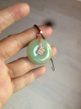 Load image into Gallery viewer, Type A 100% Natural icy green/yellow Jadeite Jade safety Guardian donut Pendant group A123
