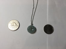 Load image into Gallery viewer, 14mm Type A 100% Natural light green blue Jadeite Safety Guardian Button donuts pendant BG209
