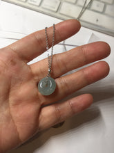 Load image into Gallery viewer, 14mm Type A 100% Natural light green blue Jadeite Safety Guardian Button donuts pendant BG209
