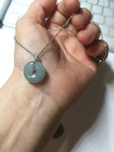 Load image into Gallery viewer, 14mm Type A 100% Natural light green blue Jadeite Safety Guardian Button donuts pendant BG209

