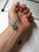 Load image into Gallery viewer, 14mm Type A 100% Natural light green blue Jadeite Safety Guardian Button donuts pendant BG209
