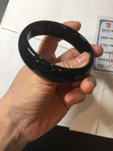 Load image into Gallery viewer, 61.2mm 100% Natural dark green/black meteorite Stellar Night sky nephrite bangle HN91-1026
