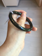 Load image into Gallery viewer, 59.3mm 100% Natural dark green/black meteorite Stellar Night sky slim round cut nephrite bangle HT115-8798
