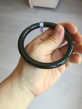 Load image into Gallery viewer, 59.3mm 100% Natural dark green/black meteorite Stellar Night sky slim round cut nephrite bangle HT115-8798
