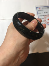 Load image into Gallery viewer, 61.2mm 100% Natural dark green/black meteorite Stellar Night sky nephrite bangle HN91-1026
