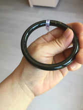 Load image into Gallery viewer, 59.3mm 100% Natural dark green/black meteorite Stellar Night sky slim round cut nephrite bangle HT115-8798
