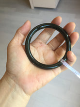 Load image into Gallery viewer, 59.3mm 100% Natural dark green/black meteorite Stellar Night sky slim round cut nephrite bangle HT115-8798
