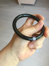 Load image into Gallery viewer, 59.3mm 100% Natural dark green/black meteorite Stellar Night sky slim round cut nephrite bangle HT115-8798
