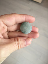 Load image into Gallery viewer, 20mm 100% Natural icy watery light green clear jadeite Jade Safety Guardian Button (donut) Pendant BK106
