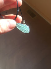 Load image into Gallery viewer, 100% natural type A icy watery light green blue gray Guatemala jadeite feather pendant PE25
