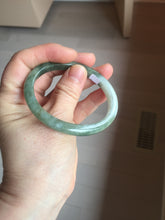 Load image into Gallery viewer, 52mm Certified Type A 100% Natural white Oily Dark Green Gray Black Oval Jadeite Jade Bangle PC219-6219
