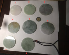 Load image into Gallery viewer, Type A 100% Natural light green/purpleJadeite Jade disc group (pendant, home decor, or worry stone) A124 add on item
