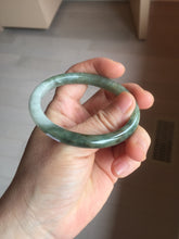 Load image into Gallery viewer, 52mm Certified Type A 100% Natural white Oily Dark Green Gray Black Oval Jadeite Jade Bangle PC219-6219
