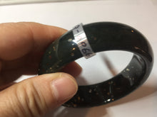 Load image into Gallery viewer, 57.5mm 100% Natural dark green/black meteorite Stellar Night sky broad style nephrite Jade bangle HF109-0066
