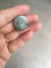 Load image into Gallery viewer, 20mm 100% Natural icy watery light green clear jadeite Jade Safety Guardian Button (donut) Pendant BK106
