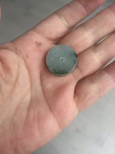 Load image into Gallery viewer, 20mm 100% Natural icy watery light green clear jadeite Jade Safety Guardian Button (donut) Pendant BK106
