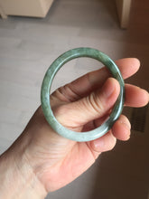 Load image into Gallery viewer, 52mm Certified Type A 100% Natural white Oily Dark Green Gray Black Oval Jadeite Jade Bangle PC219-6219
