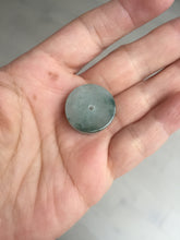 Load image into Gallery viewer, 20mm 100% Natural icy watery light green clear jadeite Jade Safety Guardian Button (donut) Pendant BK106
