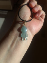 Load image into Gallery viewer, 100% natural type A icy watery light green blue gray Guatemala jadeite little alien hero pendant PE26
