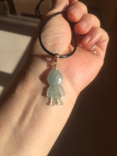 Load image into Gallery viewer, 100% natural type A icy watery light green blue gray Guatemala jadeite little alien hero pendant PE26
