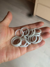 Load image into Gallery viewer, 100% natural type A white slim jadeite jade band ring BF53
