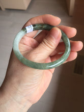 Load image into Gallery viewer, 52mm Certified Type A 100% Natural white Oily Dark Green Gray Black Oval Jadeite Jade Bangle PC219-6219
