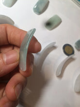 Load image into Gallery viewer, 100% natural type A icy watery light green white jadeite jade rectangle bead/craft supplies BG9
