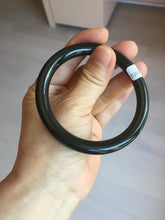 Load image into Gallery viewer, 58.4mm 100% Natural dark green/black meteorite Stellar Night sky slim round cut nephrite bangle HT113-8249
