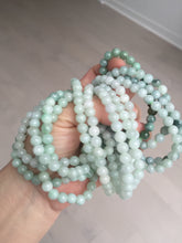 Load image into Gallery viewer, 6.3mm 100% natural type A green/white jadeite jade beads bracelet group BK104 added-on item
