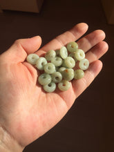 Load image into Gallery viewer, 12-13.2mm Type A 100% Natural light green yellow brown gray Jadeite Safety Guardian Button donuts pendant PF39 Add on item
