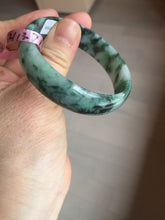 Load image into Gallery viewer, 52mm Certified  Type A 100% Natural dark green floating flowers Jadeite Jade bangle E1-1526

