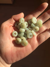 Load image into Gallery viewer, 12-13.2mm Type A 100% Natural light green yellow brown gray Jadeite Safety Guardian Button donuts pendant PF39 Add on item
